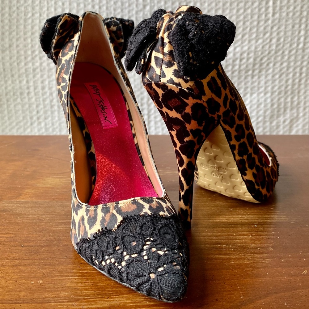Betsey Johnson leopard and lace heels